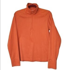Woolrich Mock Neck Half Zip Athleisure Pullover Top Long Sleeves Orange Medium